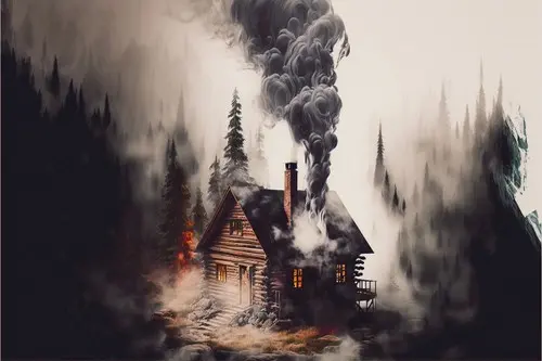 Ein Wochenendhaus steht in Flammen